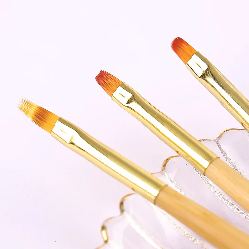 1/3Pcs Double Sided Bamboo Nail Brush Gel Brush For Manicure UV Gel Extension Pen For Nail Polish Painting Drawing Brush Tools 5