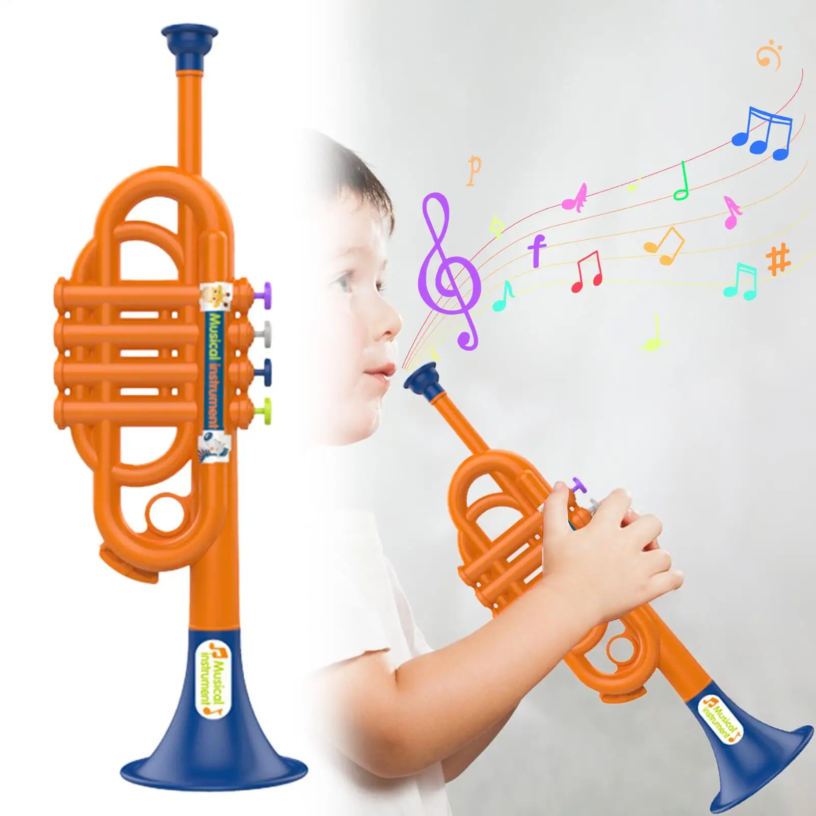 Trumpet Toy for Kids Boys Educational Simulated Trumpet Instruments Toy Children's Early Childhood Musical Instrument for Boys