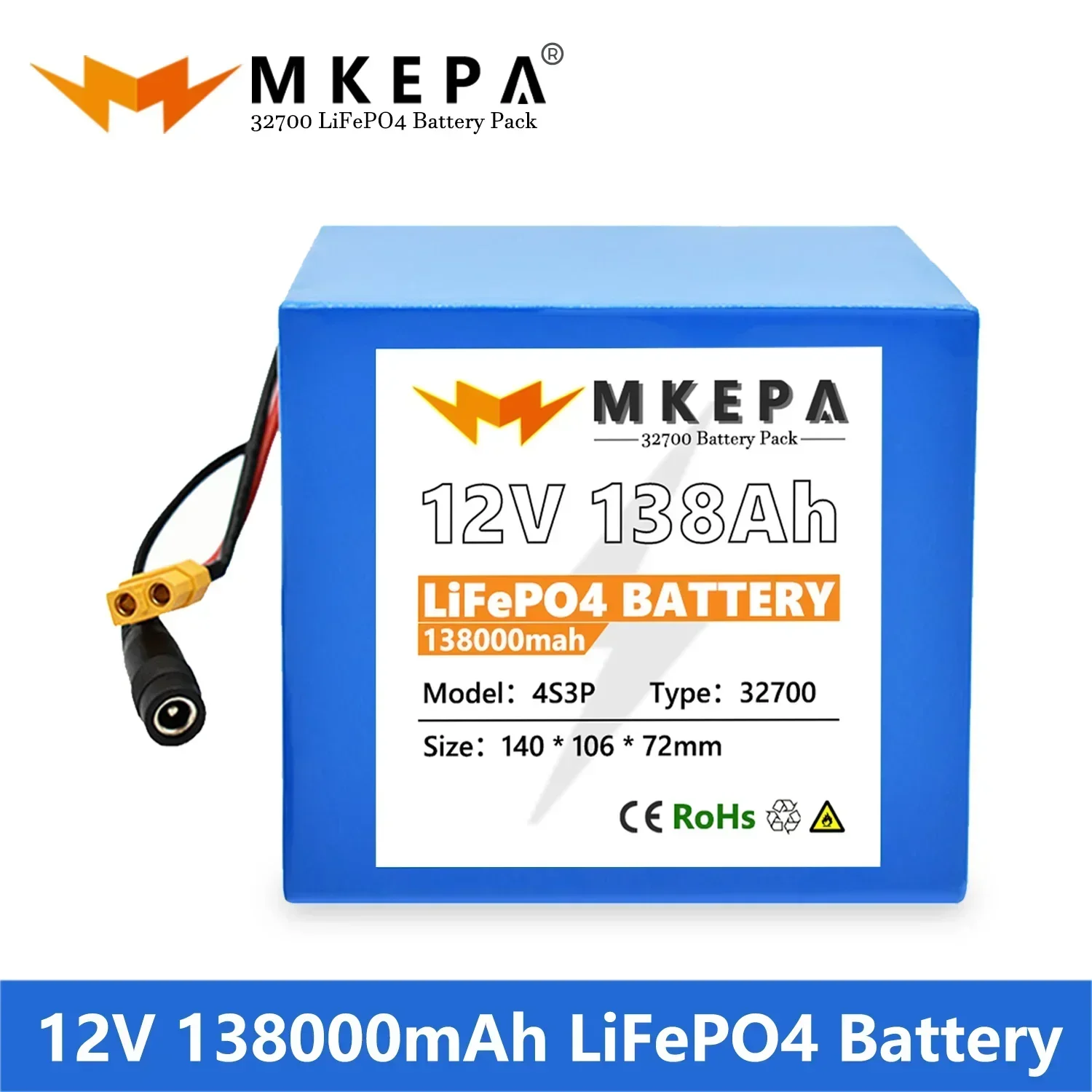 

32700 Lifepo4 Battery 12V Battery Pack 138000mAh 4S3P Built-in 40A Balanced BMS for Electric Boat and Uninterrupted Power Supply