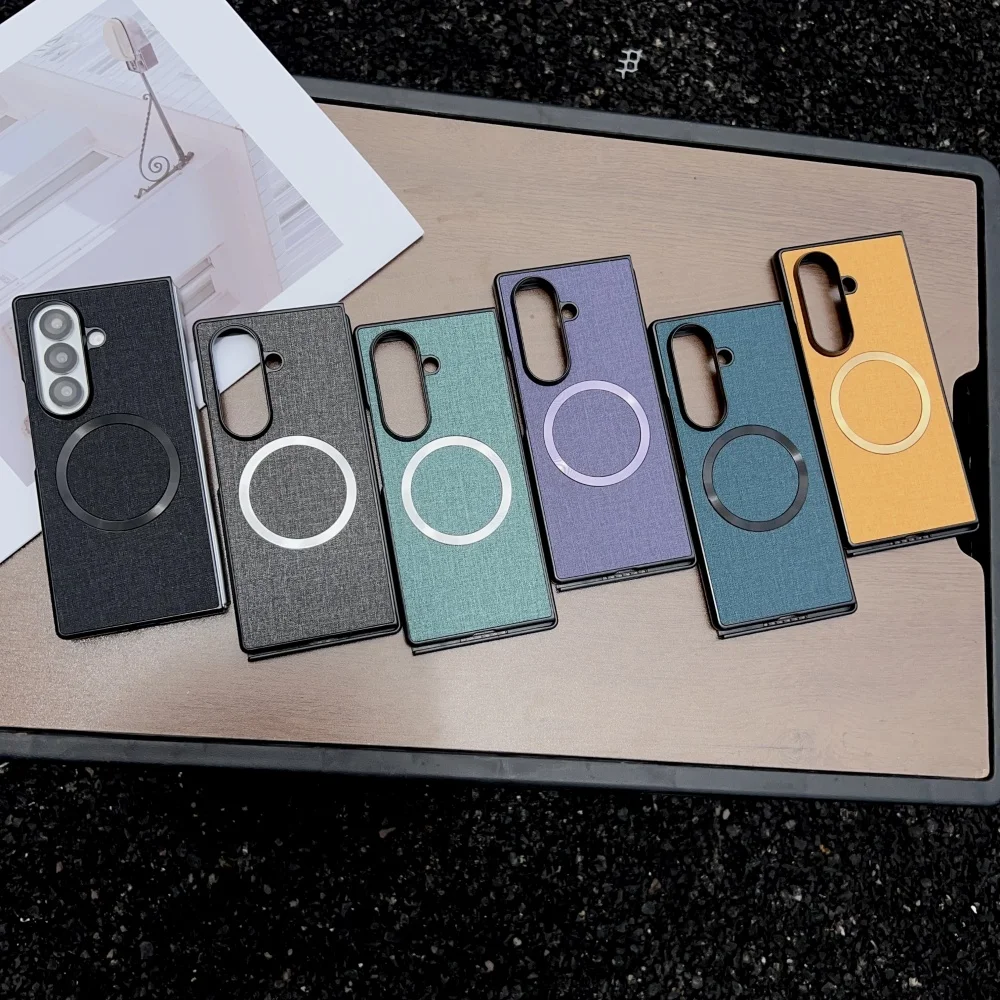 Luxury Fabric Cloth Magnetic Wireless Charging Shockproof Ultra Slim Cover