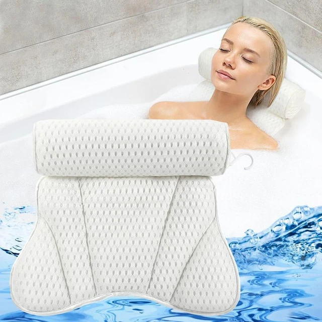 Bath Tub Pillow Headrest Support Pillow Bath Headrest Soft Large Comfort 3D  Mesh Hot Tub Accessories With 6 Strong Suction Cups - AliExpress