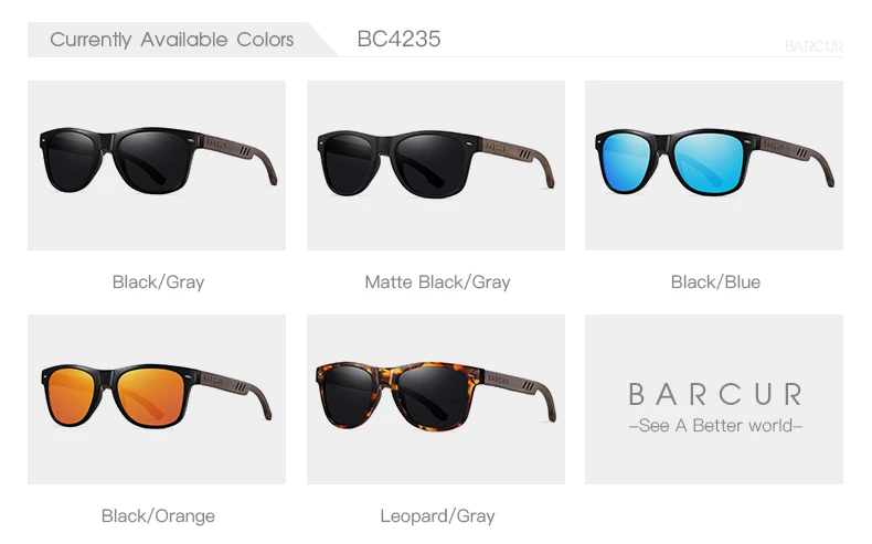 BARCUR Black Walnut Sunglasses for Men Wood Sun Glasses Man Eyeglasses Polarizing Glasses UVA&B Protection Eyewear ECO-Friendly