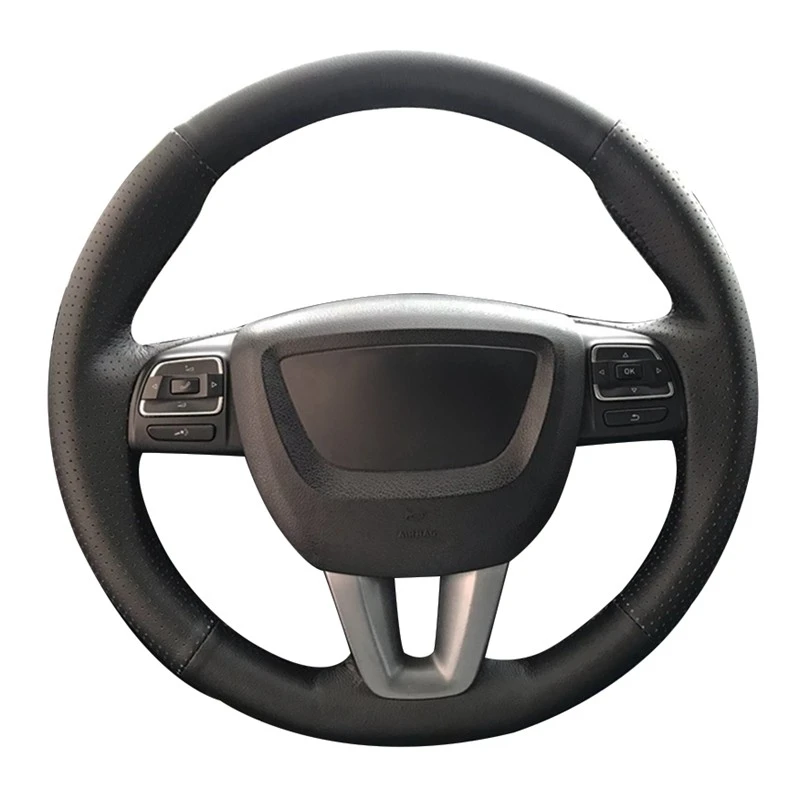 

Car Steering Wheel Cover Anti-Slip Black Genuine Leather For Seat Leon Alhambra Toledo 2011 2010 2012 Car Accessories
