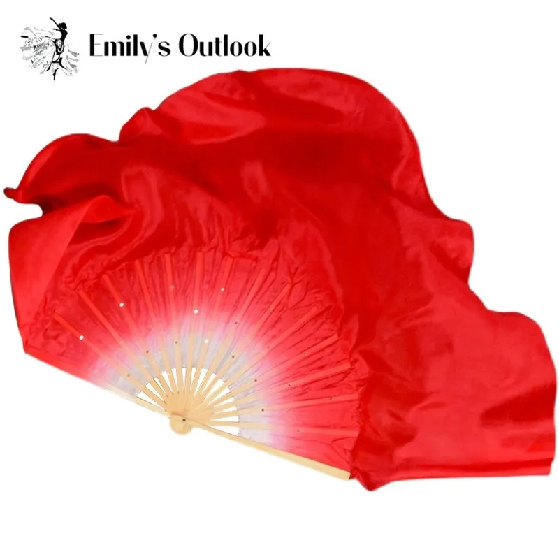 

Real Silk Belly Dance Fan Veil Pairs Red Gradient Multi Size 5 Mommes Silk Bamboo Yangko Fan Factory Wholesale Light Weight