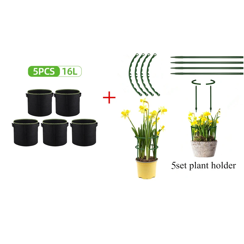 7/5/4/3 Gallon Grow Bags Felt Planter Growing Gardening Vegetable Potatoes Flower Plant Fabric Flower Planting Pots Garden Tools 