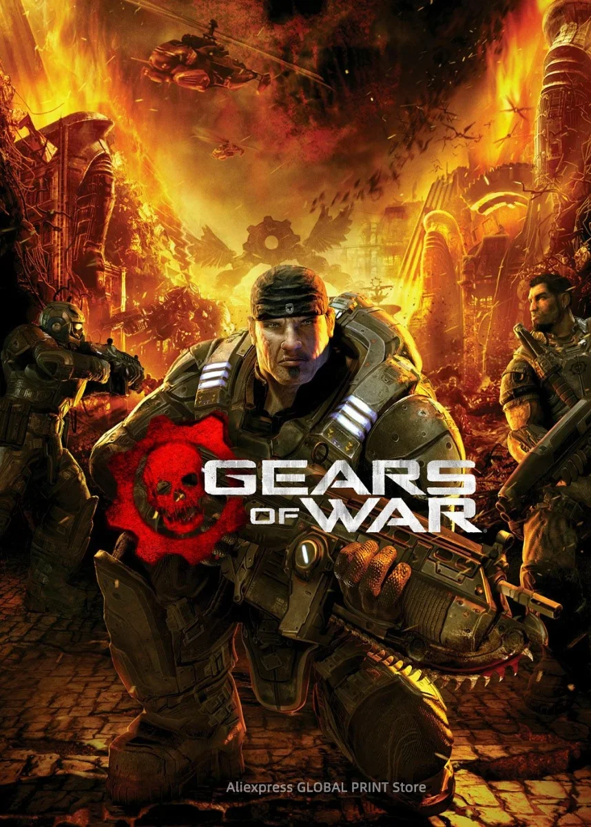 thumbnail image 1 of Póster de Gears Of War, pósteres y grabados de lienzo del juego, lienzos, pinturas, decoración del hogar, 1 of 5