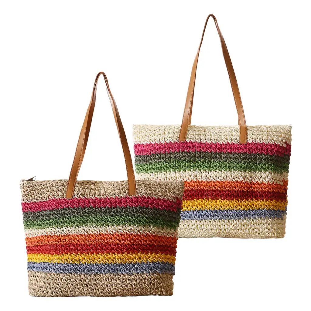 Straw Handbags Women Handwoven Straw Bags Summer Beach Tote Woven Crossbody