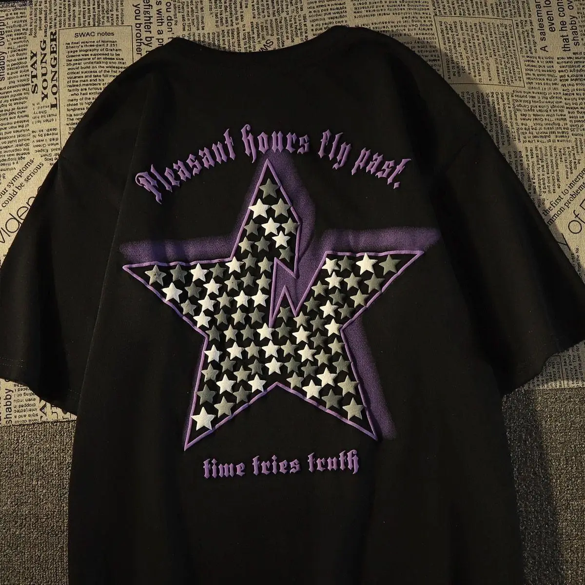 

American Style Five-pointed Star Loose Couple T-shirt Men and Women Spring and Summer New Loose Oversize Cotton Short Sleeves