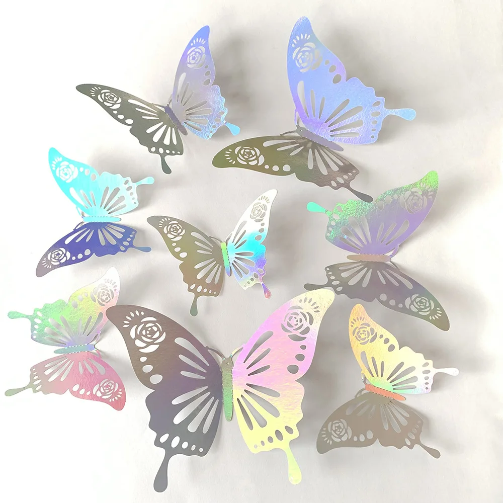 12Pcs Gold Butterfly Cake Topper DIY Home Decoration Simulation Metal  Texture Hollow Butterflies Wedding Crafts Party Decoration