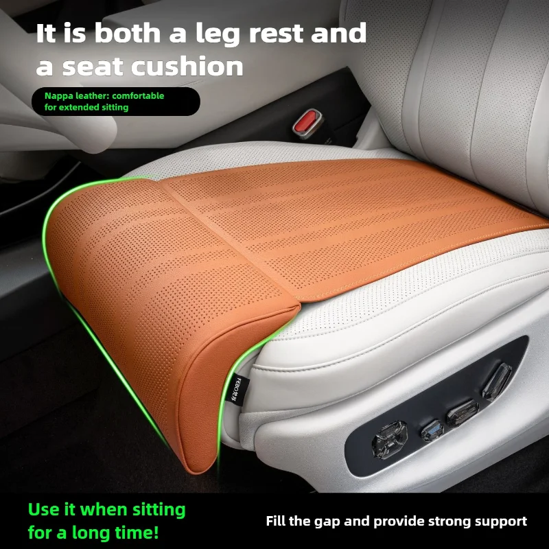 Universal Leather Car Seat with Extended Breathable Footrest and Non-Slip Cover