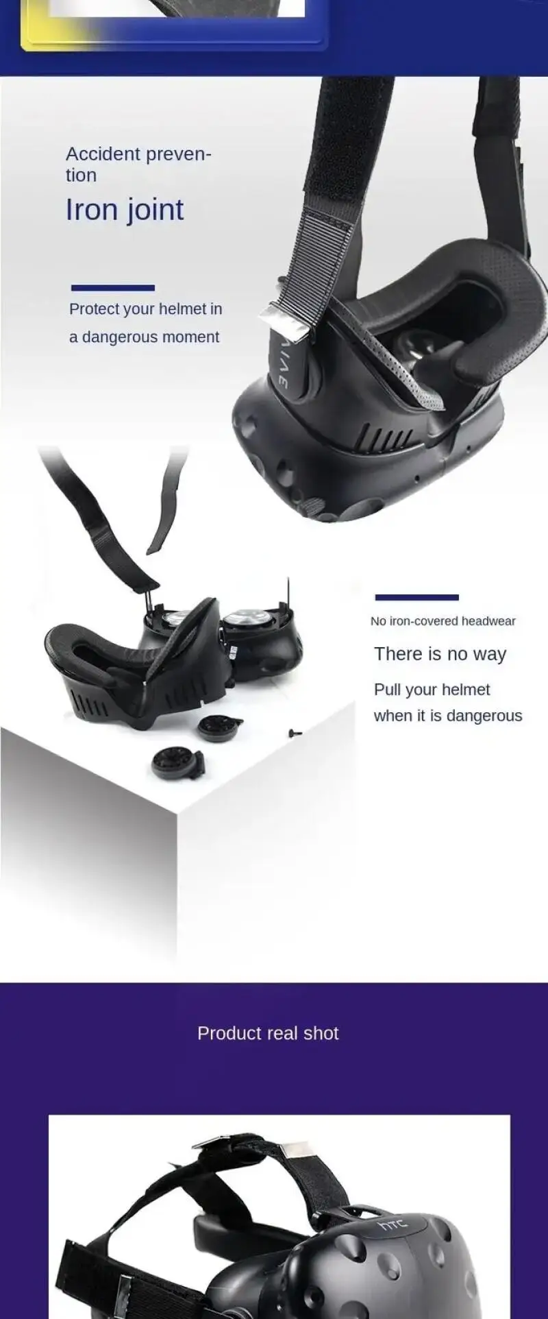 Verbessertes knopf förmiges selbst klebendes Kopfgurt-Ersatz-VR-Stirnband für HTC Vive VR-Headset-Zubehör einstellbar atmungsaktiv – Detail 6