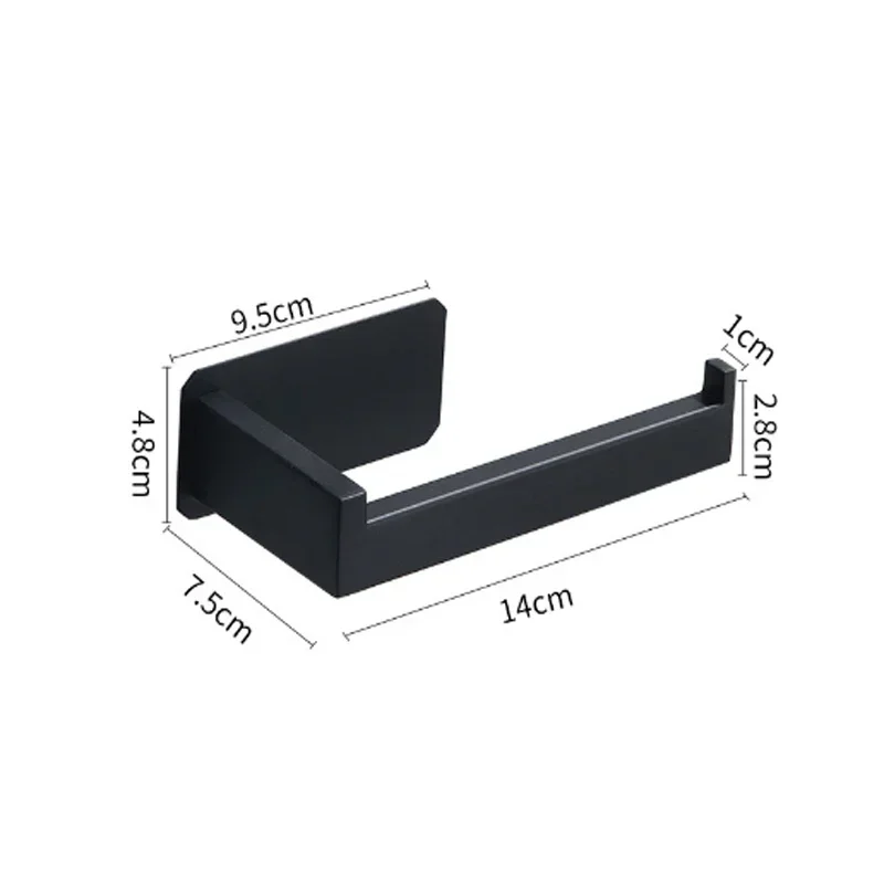 Stainless Steel Toilet Roll Holder Self Adhesive Bathroom Tissue Paper Holder Black Finish No Screw