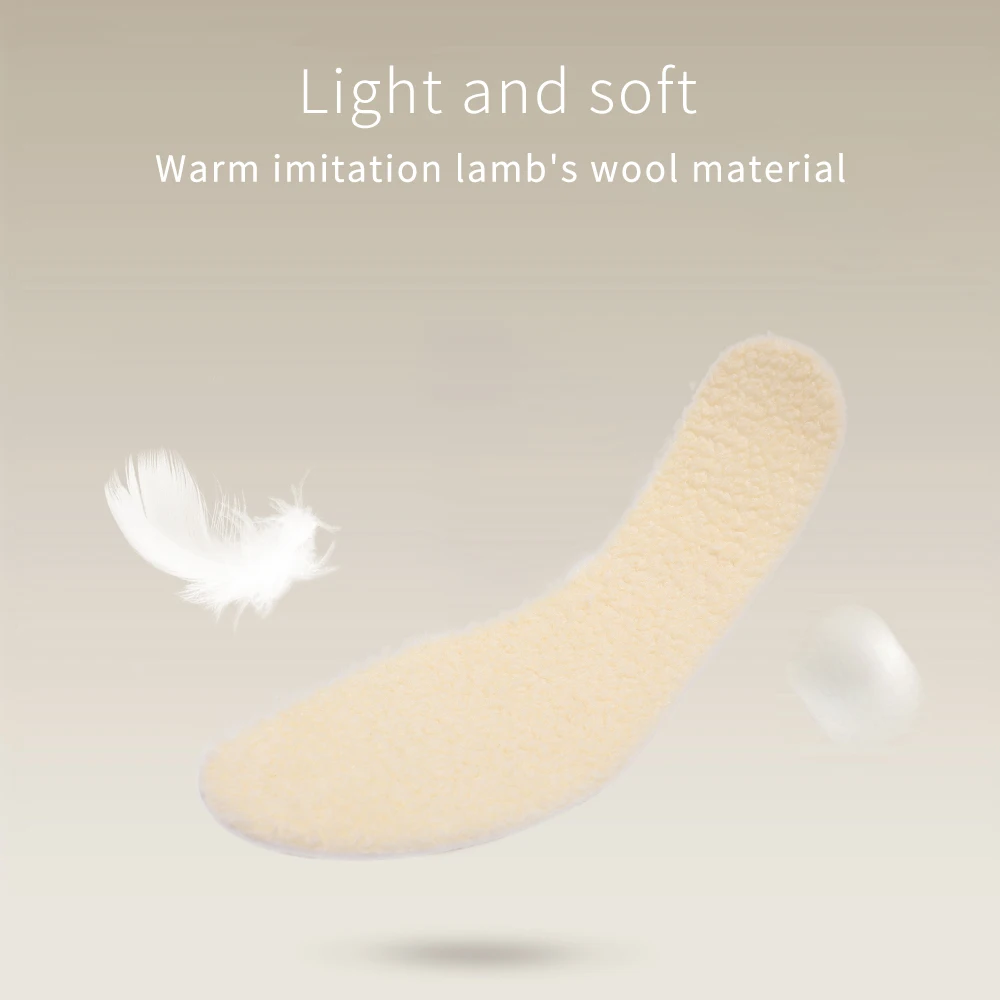 1/2pairs Thicken Insoles Winter Plush Lamb Wool Cold-proof Warm Men Women Snow Boots Foot Pad Soft Tailorable Insole_voghion.com
