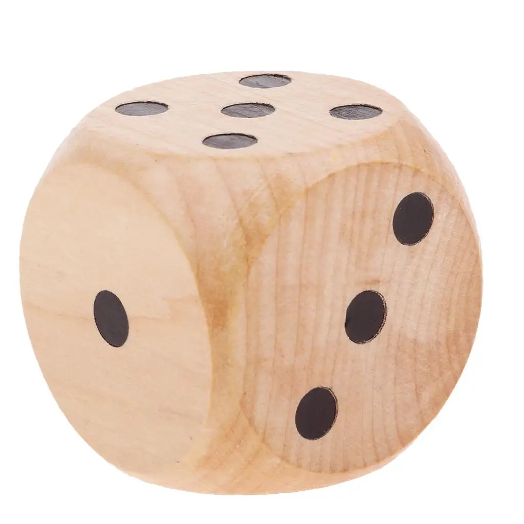 1Piece Wooden Dice with Number of Dots Game Dice 50 mm for D&D RPG Game