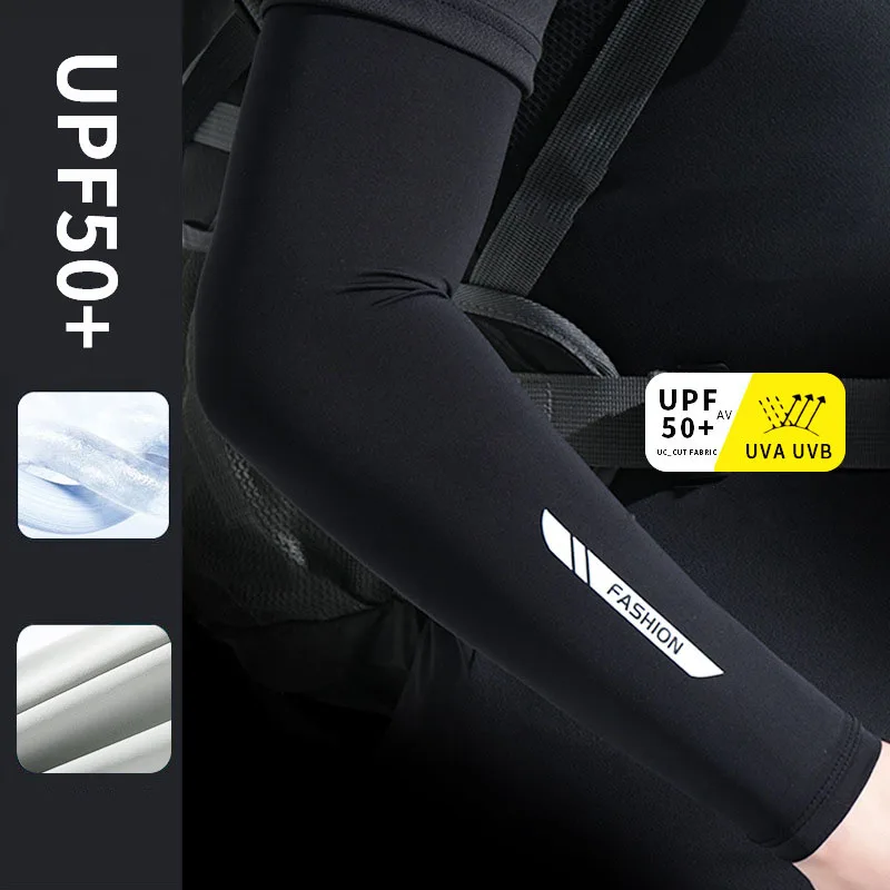 Summer Sunscreen Sleeves Men's Ice Silk Sleeves Anti UV Riding Outdoor Arm Covers Ice Silk