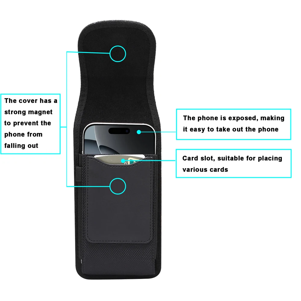Universal Nylon Vertical Holder: Mobile Waist Bag Belt Clip Holster Case