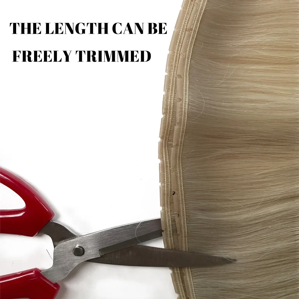 Extension per capelli Genius Butterfly Weft, doppio strato in PU con fori, annodati a mano, invisibili, in vero capello umano, per una facile installazione. - immagine 5