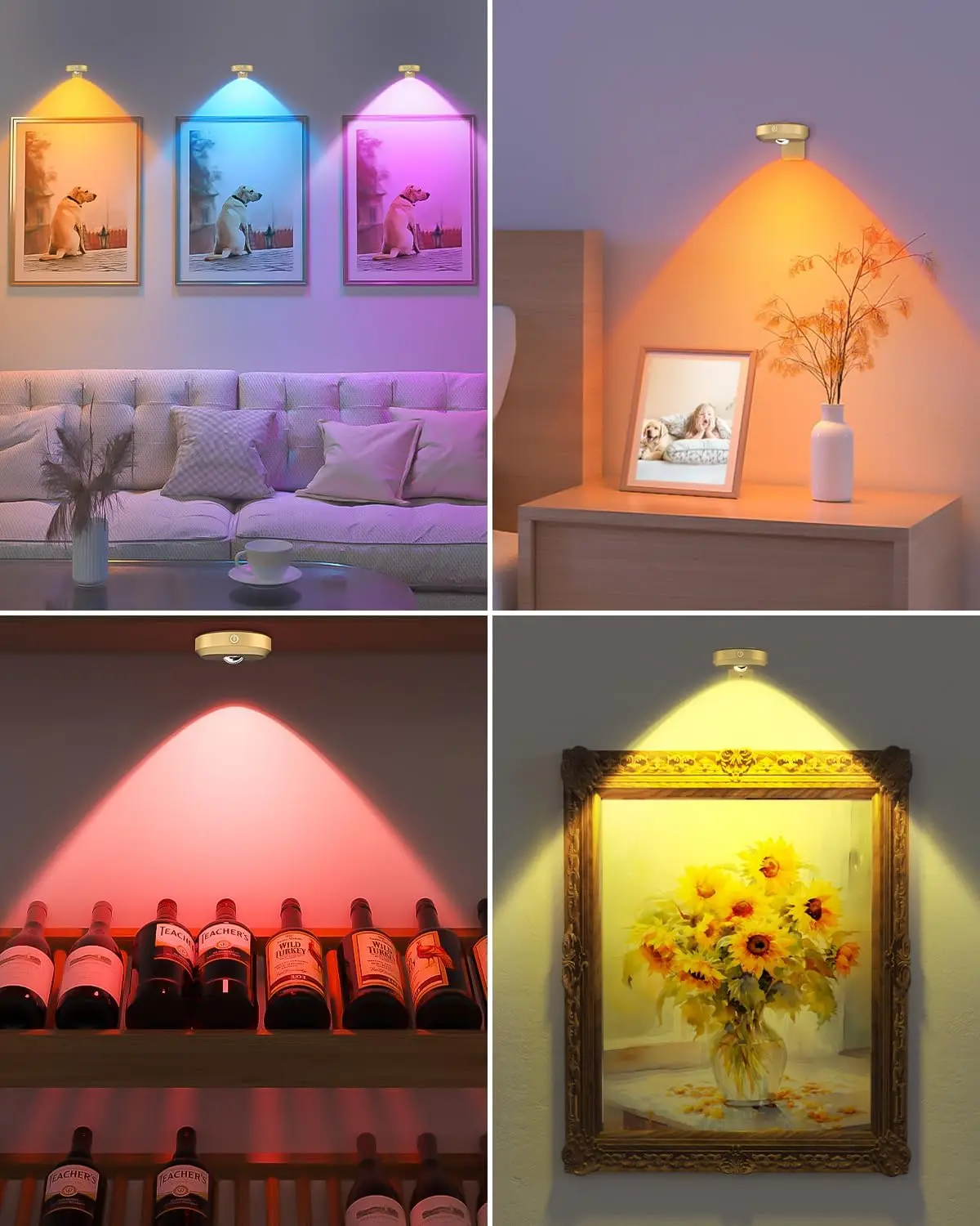 WILLED Lampada Da Parete A LED Wireless 3W Con Telecomando - Batteria Ricaricabile 2000mAh, 3 Colori, Dimmerabile, Timer, Nero