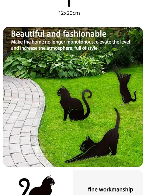 Description Picture 5 of itemCat Ground Stake Ornament Ground Plug Outdoor Garden Balcony Art Decoration Metal Crafts