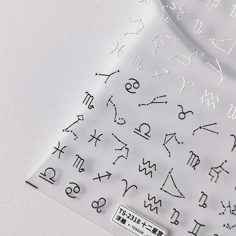 Nail Stickers Nail Art Tools Nail Decals 5D Realistic Relief Zodiac Twelve Constellations Adhesive Nail Art Stickers Decals Manicure Ornaments
