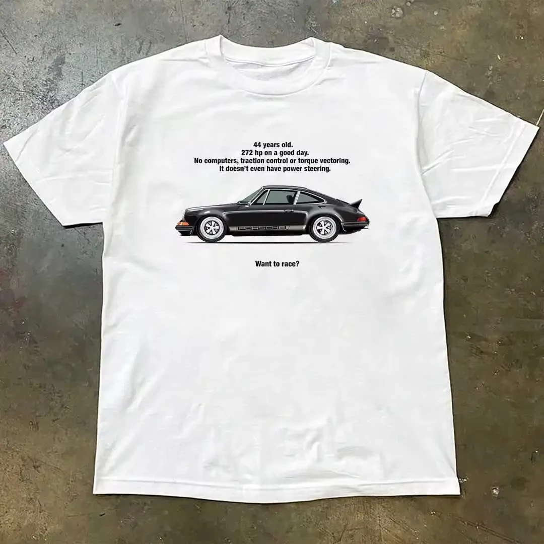 Herren Vintage Rennwagen T-Shirt | Amerikanisches Retro-Automobil-Grafik-T-Shirt, Weiches Kurzarm-Oberteil, Bequemer Freizeitstil