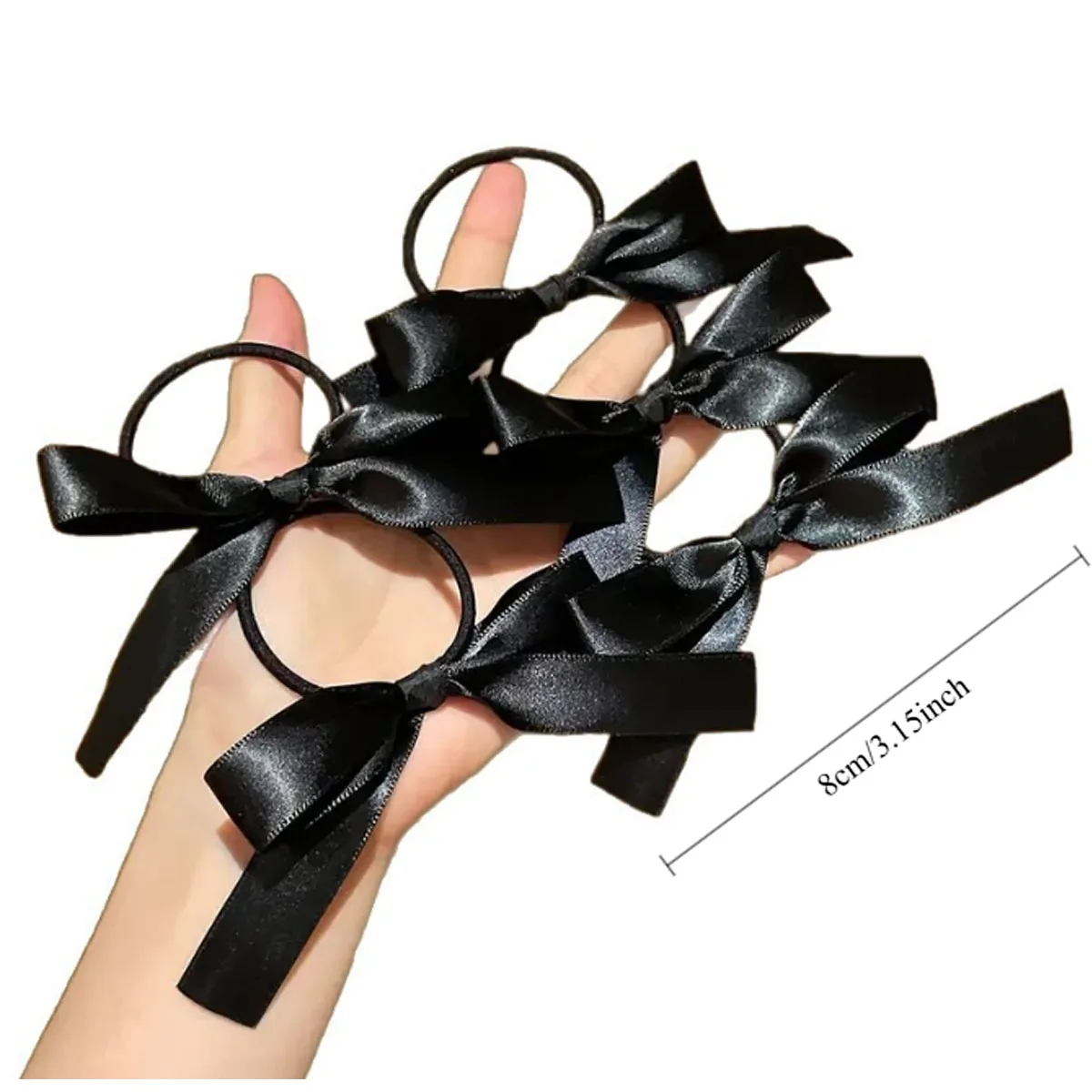 Set of 5 Women's Black Bow Hair Ties – Fashionable Hair Accessories for Daily Use, Perfect Stylish Gift