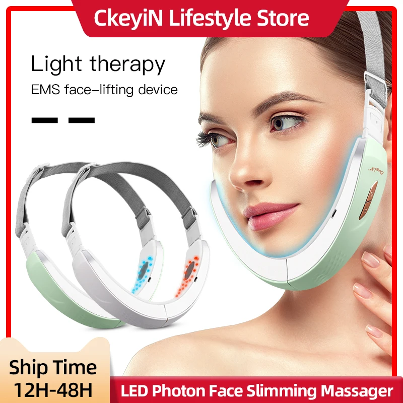 Chin V-shaped Lift Belt Machine Red Blue LED Photon Therapy Facial Lifting Device Face Slimming Galvanic Massager V-Face Care парогенератор laurastar lift plus blue sky