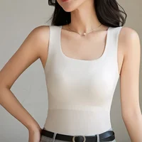 For 35-105kg 2025 New Seamless Plus Size Camisole Top for Women with Fixed Cup Build-in Bra Beautiful Back Underwear Tummy Cover - Image 6