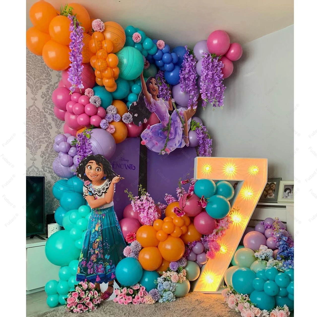 

Disney Encanto Mirabel Theme Kids Birthday Balloons Garland Arch Kit Party Decors 32'' Number Foil Balloon 1-9 Kids Gift Supply