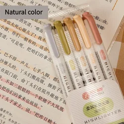 Vibrant Double-Ended Pastel Highlighter Pen Set - Fluorescent Art Markers & Cute Stationery (Natural color)