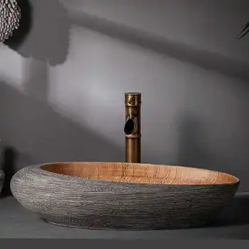 เซรามิคอ่างล้างหน้ารูปไข่ retro ล้างครัวเรือนตารางห้องน้ํายุโรป Jingdezhen 2