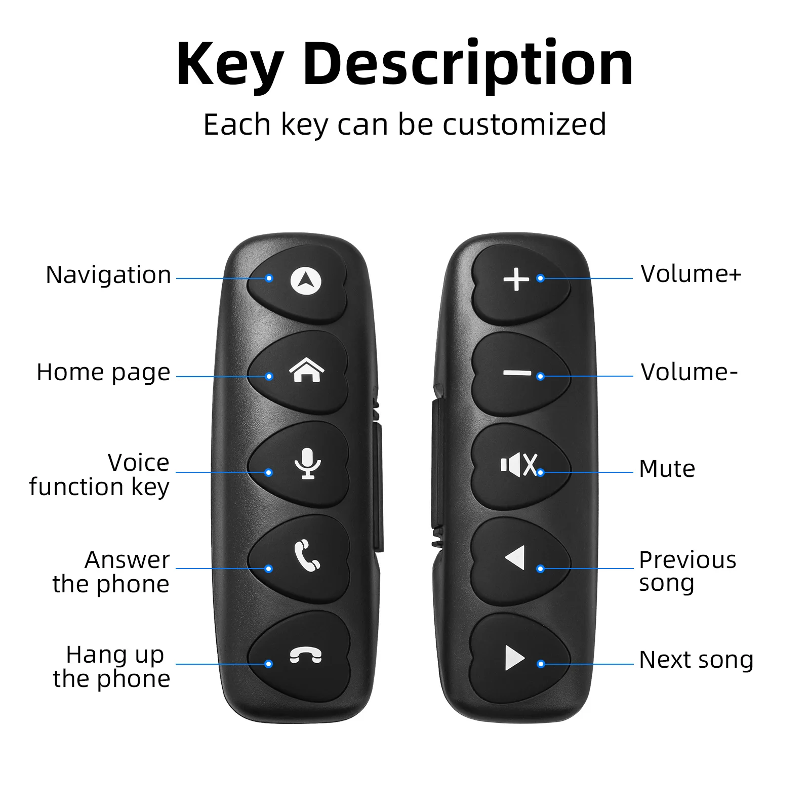 10 Keys Wireless Car Steering Wheel Control Button For Radio DVD GPS Multimedia