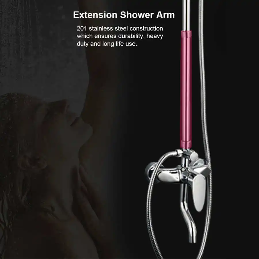6/8/10 inches Extension Shower Arm Stainless Steel Extender Tube Shower Head Extension Tube Rod to shower head