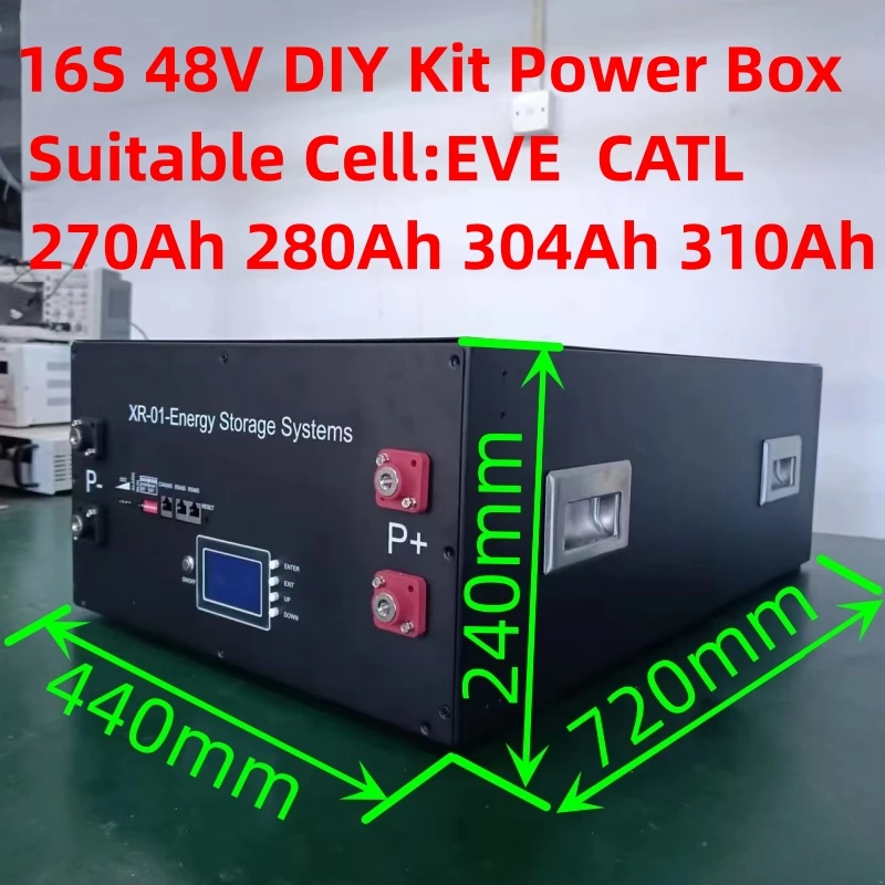 전원 상자 LiFePO4 배터리 케이스 쌓인 에너지 저장 16S 51.2v DIY 키트 EVE CATL Calb 280 302AH Solar Home Electrity PC