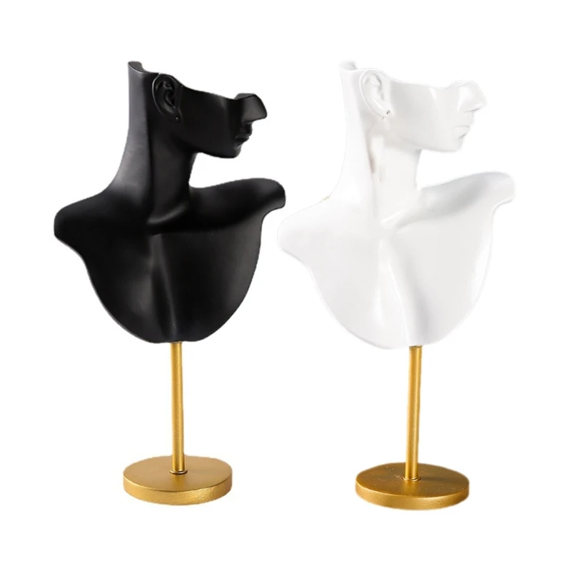 Fashion Neck Model Holder Jewelry Exhibition Stand Earrings Display Holder Resin Texture Necklace Holder for Jewelry