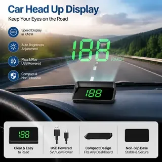 Display Head-Up HUD da montare sul parabrezza, proiettore di velocità GPS, tachimetro digitale per tutte le auto, accessori elettronici per auto, KMH