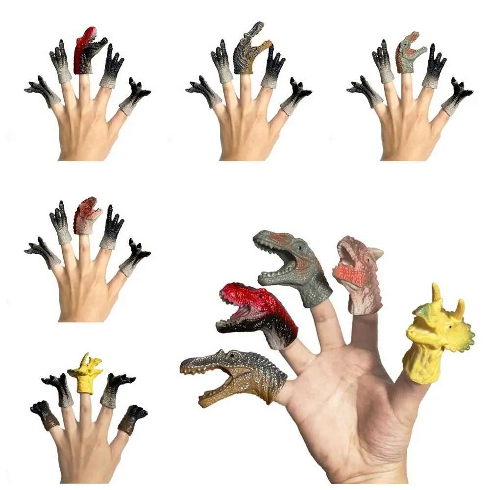 5pcs Cartoon Dinosaur Dinosaur Finger Puppet Finger Rubber Head Hand Puppet Funky Mini Mini Baby Animals Model