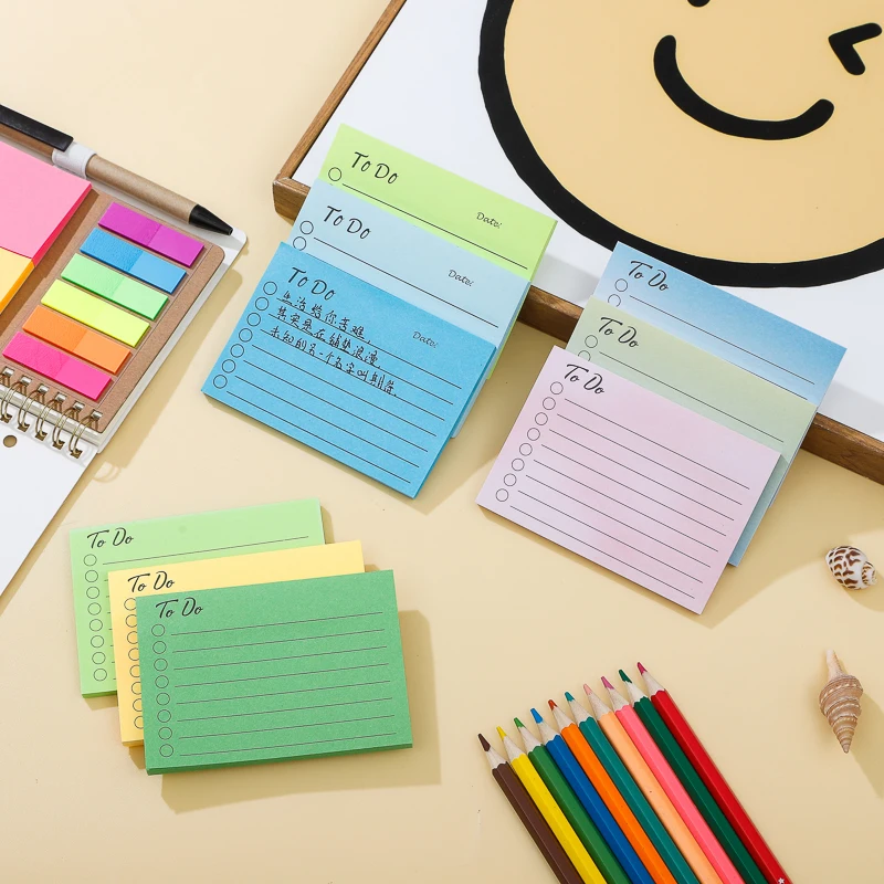 9 개/대 스티커 메모 할 일 목록 형광 종이 메시지 플래너 메모 패드 사무용품 학교 문구 도매