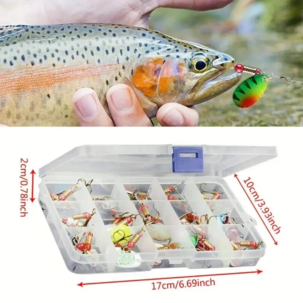 30pcs Metal Spoon Spinner Fishing Lure with Treble Hook Fishing Wobblers Artificial Bait Hard Bait for Bass Trout Perch Pike