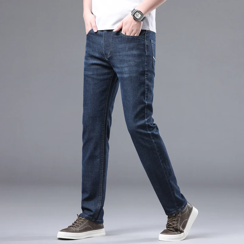 WthinLEE Men's Work Jeans Business Casual Stretch Denim Pants Classic Fashion Embroidery Straight Trousers Male Brand Clothes 5