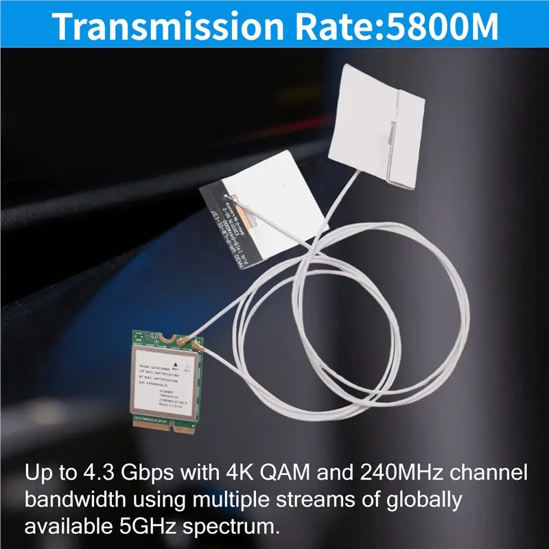 A23F-Wifi7 트라이 밴드 QCNCM865 블루투스 5.4 무선 와이파이 카드 트라이 밴드 2.4G/5G/6Ghz 네트워크 무선 어댑터 (윈도우11용)