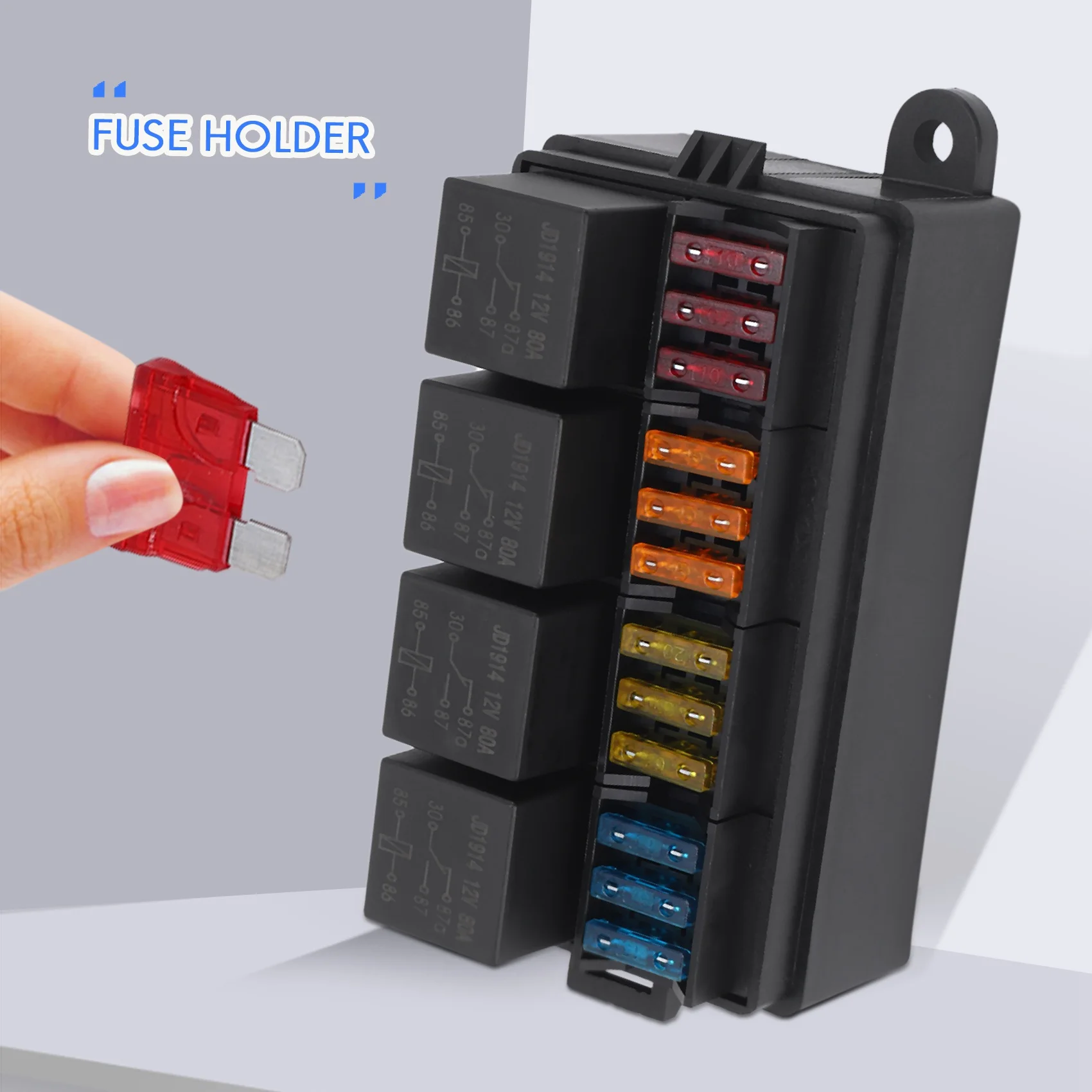 2X12 Way Blade Fuse Holder Box fuse holder car fuses kit fuse box holder fuse box With Spade Terminals and Fuse 4PCS 4Pin 12V 40A Relays For Car Truck Trailer and Boat