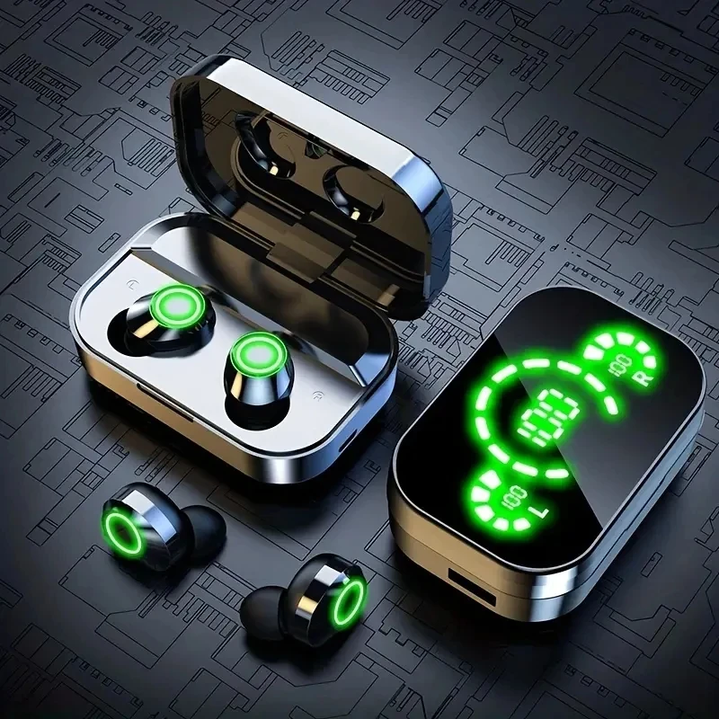 

Digital Display Wireless Bluetooth Headphones Premium Wireless Noise Reduction Earbuds With Microphone - Superior Stereo
