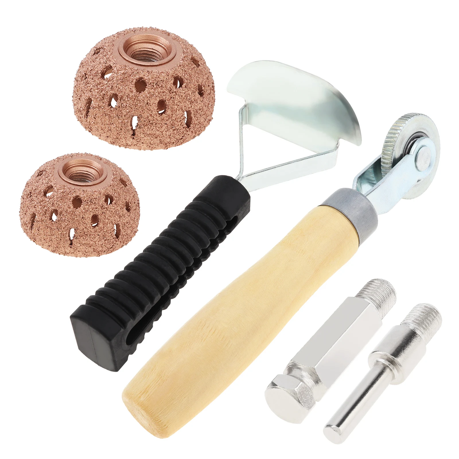 Tungsten Steel Polishing Wheel 1 Set 40mm 55mm Tire Repair Tools for Automobile Tire with Repair Scraper Solid Wood Roller