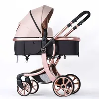 High View 2-in-1 Baby Stroller Two-way Detachable Sleeping Basket Lightweight Travel Stroller Luxury Baby Carriage