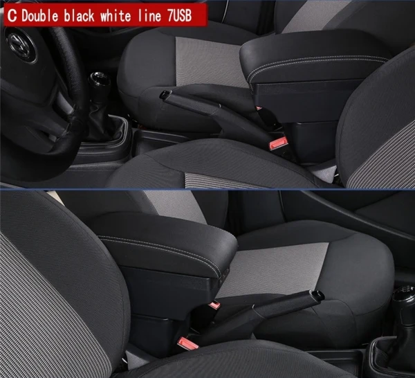 Bracciolo Centrale Con Portaoggetti Per Fiat Grande Punto, In Pelle, Con USB, Doppio Strato, Installazione Regolabile