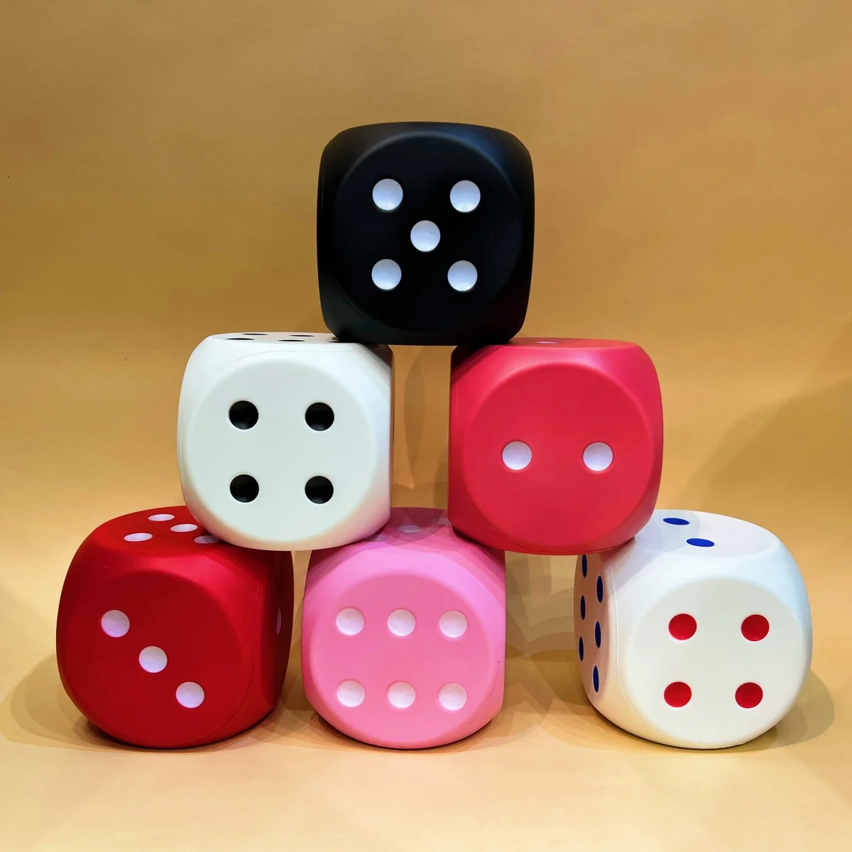 6IN Big Foam Dices with Black Dots Six Side Dot Dices Colored Learning Aids Game for Counting Math Teaching