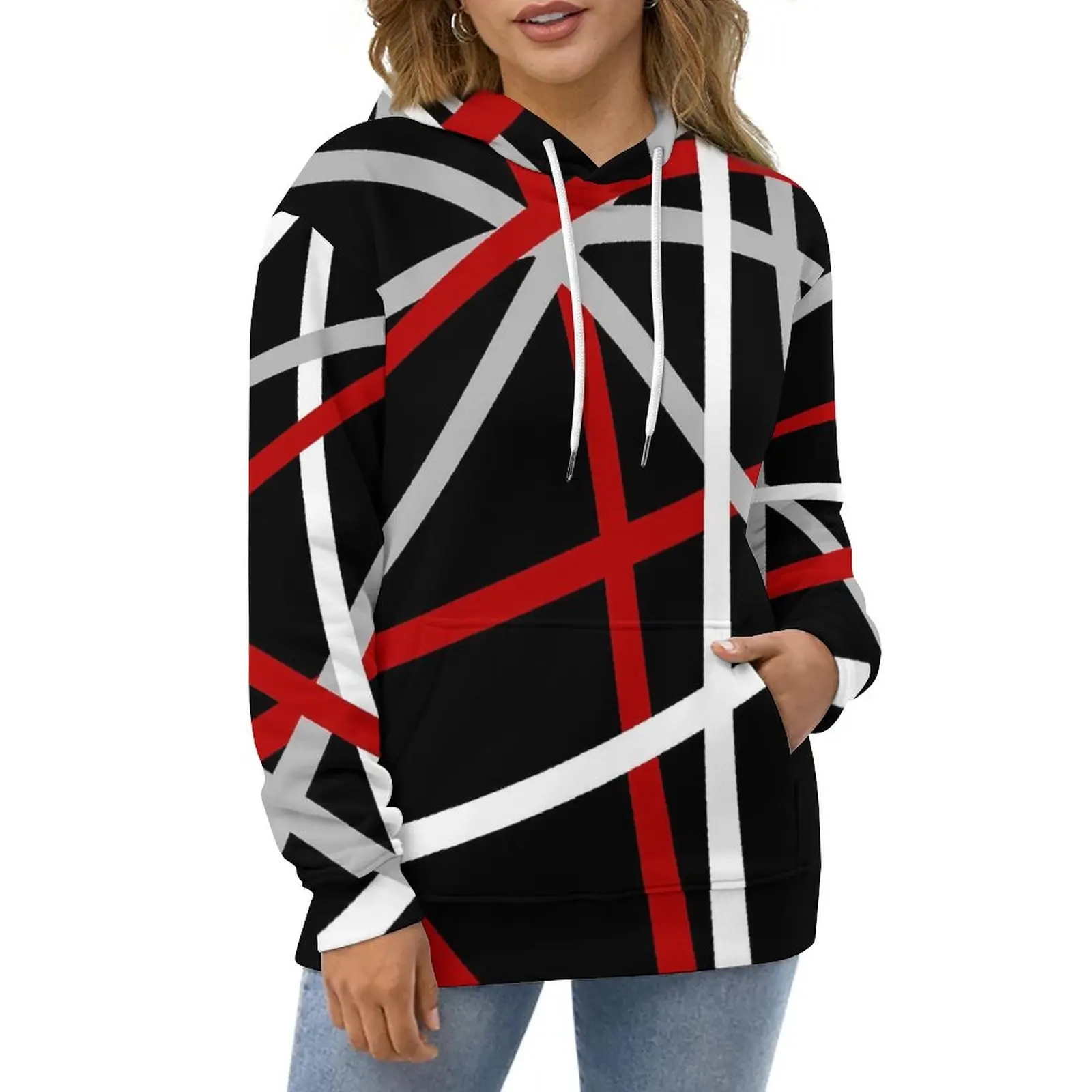 

Van Halen Hoodies Abstract Lines Harajuku Oversized Hoodie Female Long Sleeve Y2k Printed Casual Sweatshirts