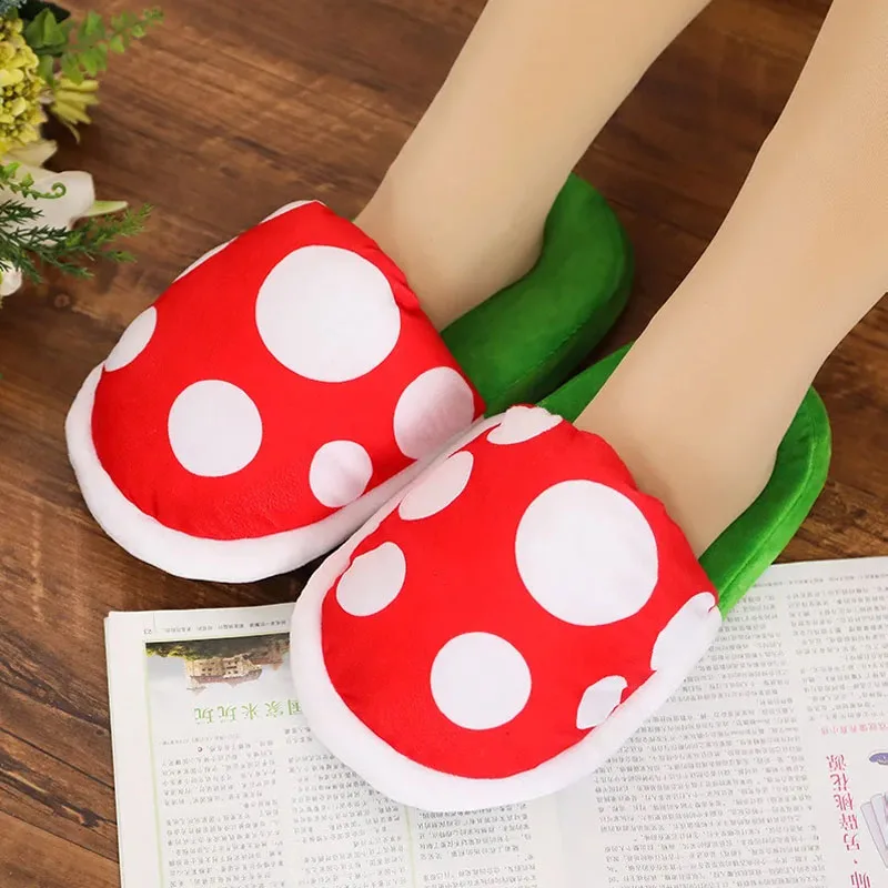 Games Piranha Plant Cotton Slippers With Flower Pot Men Women Funny Home Warm Cartoon Plush Soft Cotton Shoes Cute Gift