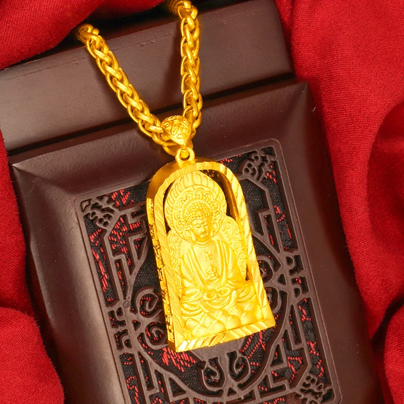 

Вьетнамский песок, золотой цвет, Sutra Buddha, твердый кулон для мужчин и женщин, мужской подвеска, песок, золотые подвески без ожерелья, ювелирные изделия, подарки